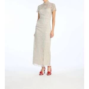 rotate birger christensen gathered metallic stretch knit midi dress Autre Marque Rotate Birger Christensen Gathered Metallic Stretch-Knit Midi Dress in Light Blue Polyester ref.JC608452 (Sold)